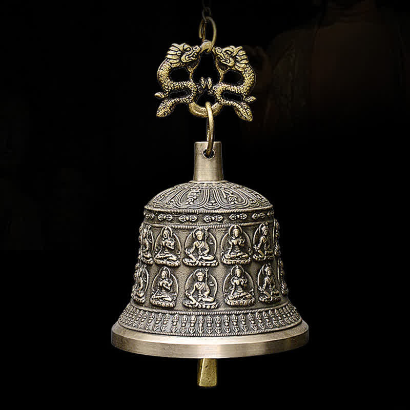 Campana de viento tibetana con grabado de Buda, dragón, campana de cobre, decoración colgante de pared de la suerte - image 8