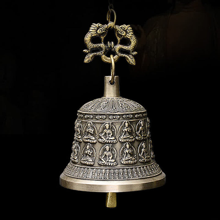 Campana de viento tibetana con grabado de Buda, dragón, campana de cobre, decoración colgante de pared de la suerte - image 8