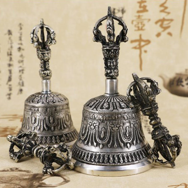 Juego de decoración de cobre con Buddha Stones, campana de meditación tibetana y Vajra Dorje