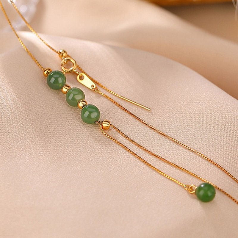 Colgante de collar curativo con cuentas de jade cian de plata de ley 925 con Buddha Stones