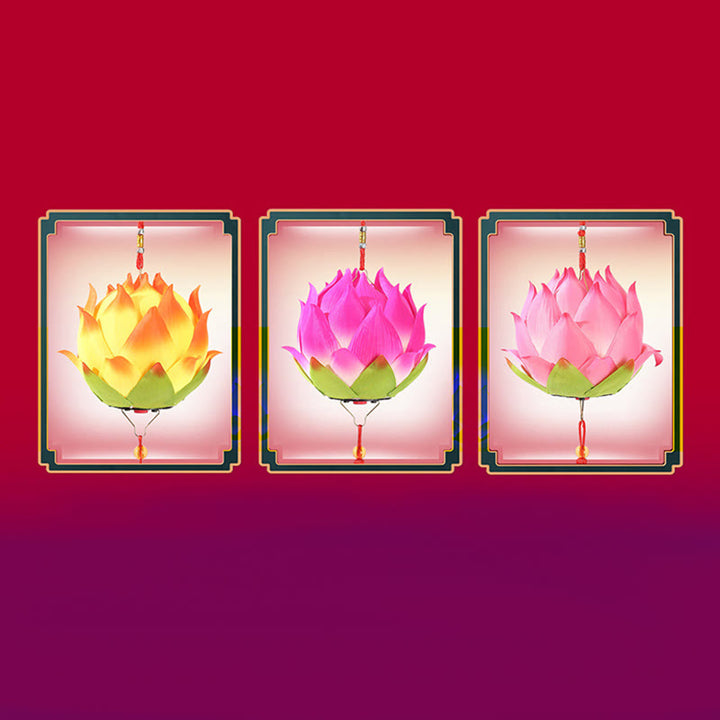Buddha Stones DIY flor de loto dragón linterna borla lámpara decoración