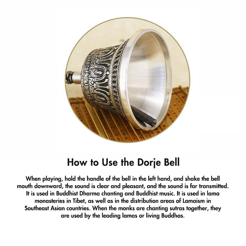 Juego de decoración de cobre con Buddha Stones, campana de meditación tibetana y Vajra Dorje