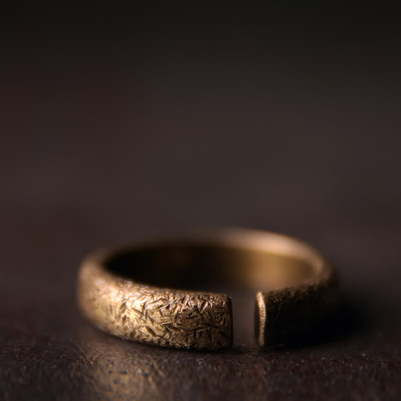 Anillo de pareja de suerte de cobre con diseño de textura vintage tibetano