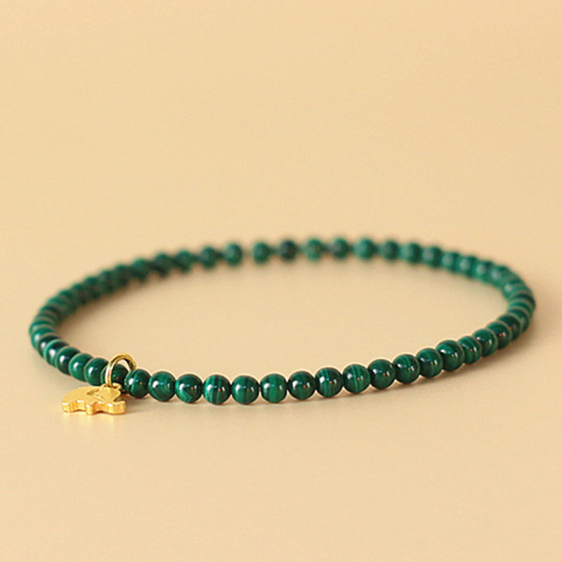 Pulsera con dijes antiansiedad de elefante de malaquita natural con Buddha Stones