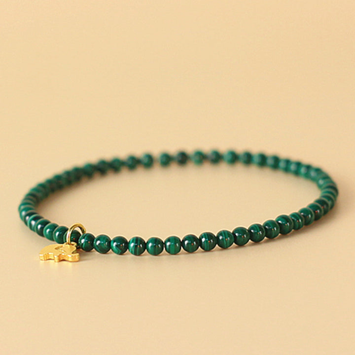 Pulsera con dijes antiansiedad de elefante de malaquita natural con Buddha Stones