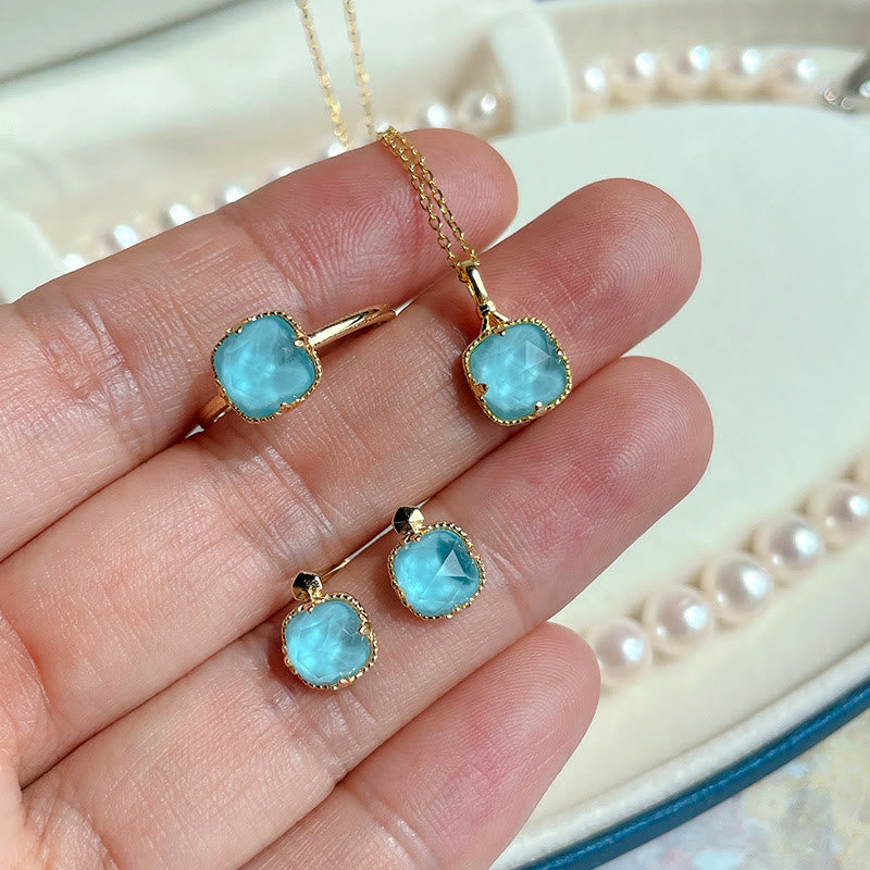 Juego de colgante y collar con anillo de protección chapado en plata de ley 925 con Buddha Stones