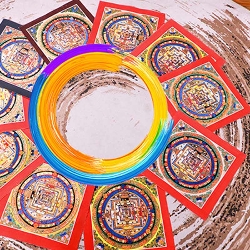 Caja ciega con pintura de Mandala Thangka hecha a mano tibetana, patrón de Color aleatorio