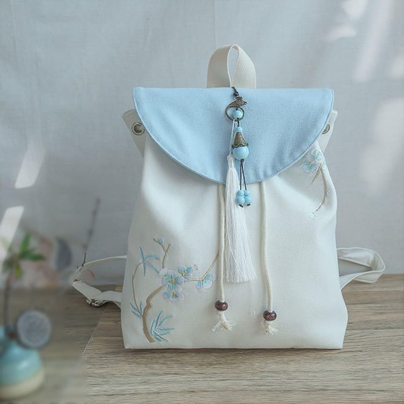 Mochila de lona de gran capacidad bordada hecha a mano con Buddha Stones
