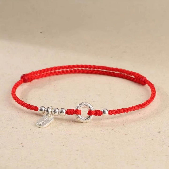 Tobillera con pulsera de sonido y seguridad con hebilla de paz y nubes propicias de Plata de Ley 925 con Buddha Stones