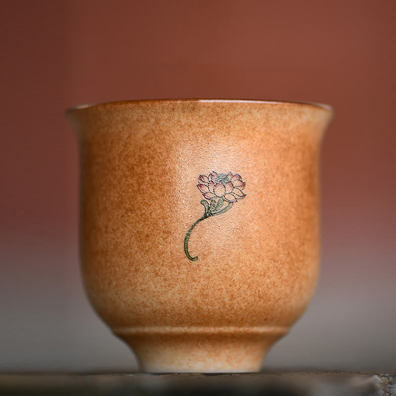 Buddha Stones pequeños frescos de Dunhuang taza de té de cerámica de loto taza de té de Kung Fu 90ml