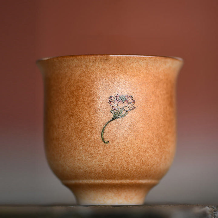 Buddha Stones pequeños frescos de Dunhuang taza de té de cerámica de loto taza de té de Kung Fu 90ml