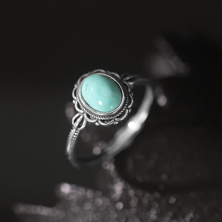 Anillo de protección de ágata roja turquesa tibetana de plata de ley 925