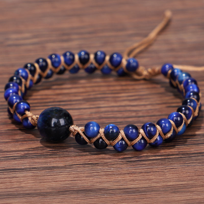Pulsera de protección con piedra de ojo de tigre azul divino de Buddha Stones
