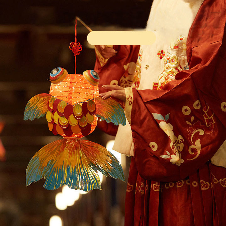 Buddha Stones DIY, buena suerte, pez Koi, lámpara de farol de papel, Festival del medio otoño, decoración de farol para niños