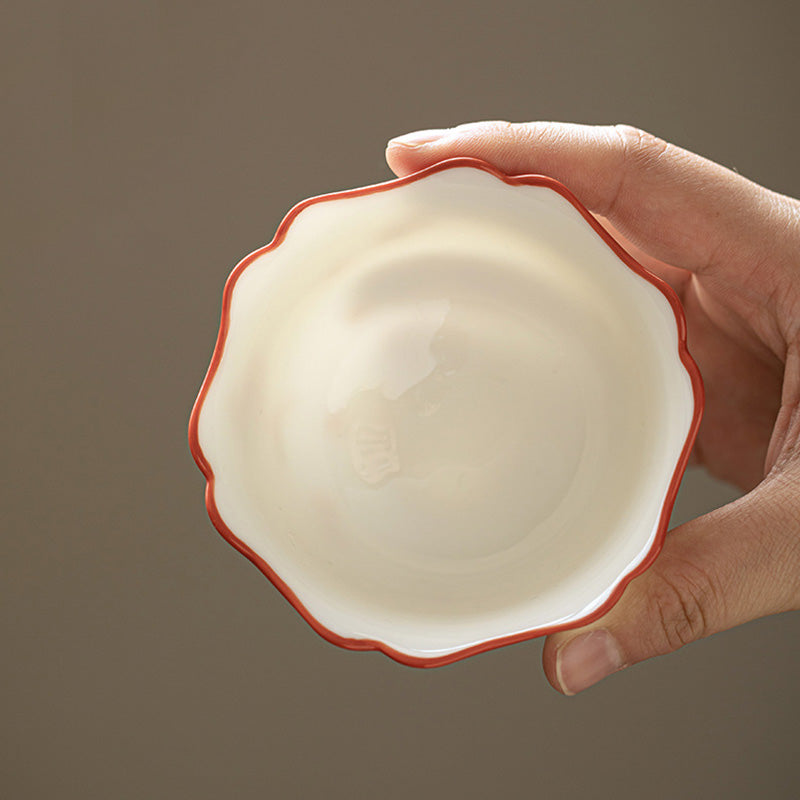 Taza de té y platillo con tapa, Gaiwan Sancai de cerámica, flores de porcelana blanca, Buddha Stones, Kung Fu