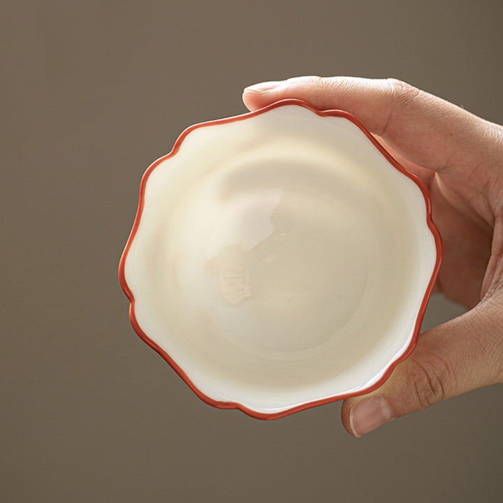 Taza de té y platillo con tapa, Gaiwan Sancai de cerámica, flores de porcelana blanca, Buddha Stones, Kung Fu
