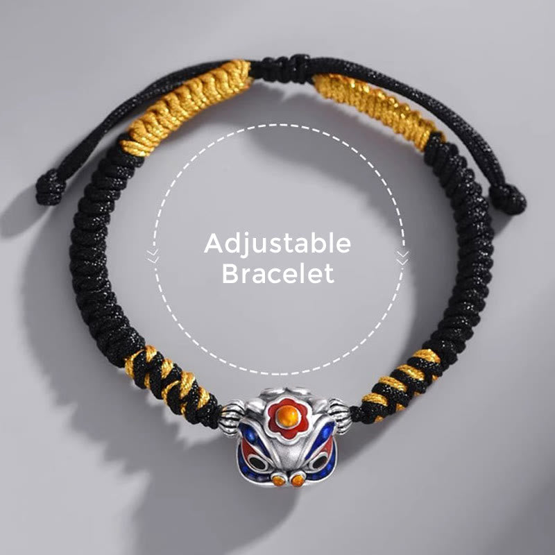 Pulsera de hilo trenzado de la suerte del león danzante hecho a mano con Buddha Stones