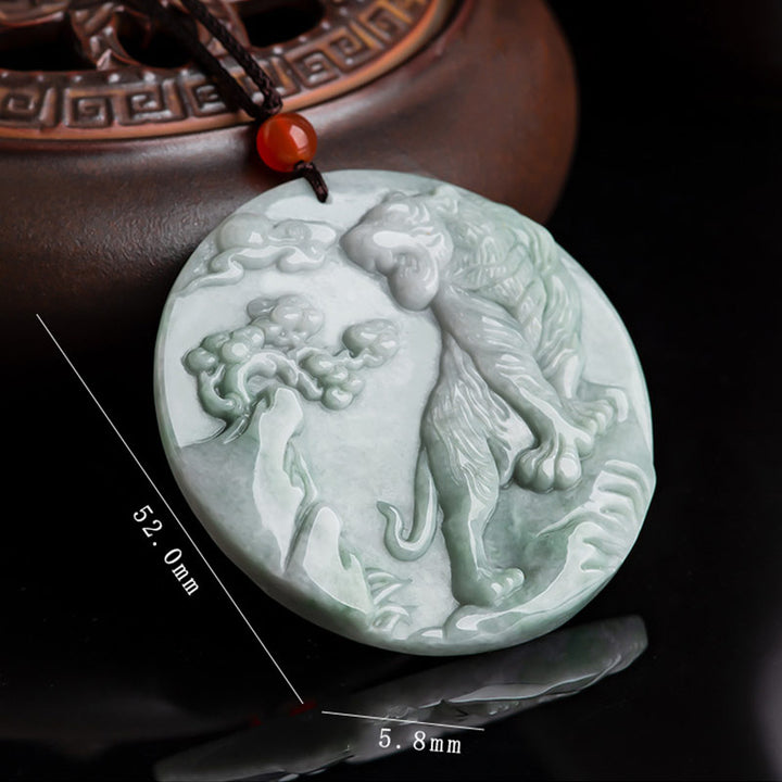 Collar de protección de jade con tigre del zodiaco chino con Buddha Stones, colgante de cadena - image 9