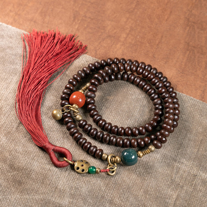 Buddha Stones 108 cuentas de Mala Natural Tíbet púrpura semilla de Bodhi pulsera auspiciosa