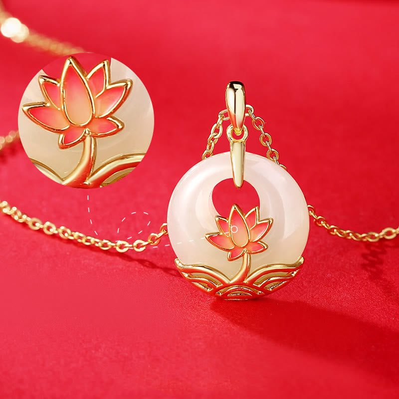 Collar con colgante de plata de ley 925 con Buddha Stones , jade blanco hetiano, flor de loto - image 4