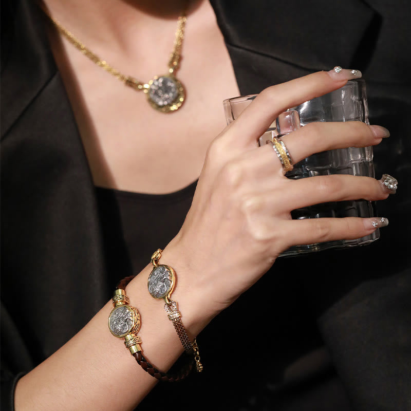 Pulsera de protección de bendición de la diosa de la riqueza Zakiram de plata de ley 925 tibetana con Buddha Stones