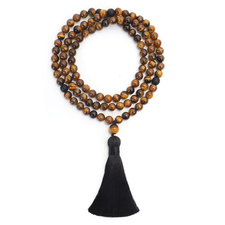 Pulsera de borlas con protección de ojo de tigre Mala de 108 Buddha Stones