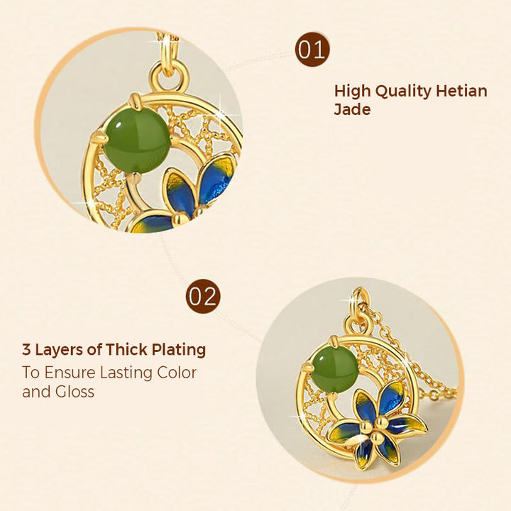 Juego de pendientes y anillo con colgante de flor de Jade cian hetiano Natural de plata de ley 925 con Buddha Stones