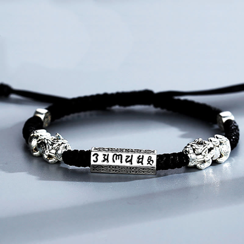 Pulsera de cuerda Om Mani Padme Hum con moneda de cobre Feng Shui doble de piedras de Buddha Stones - image 10