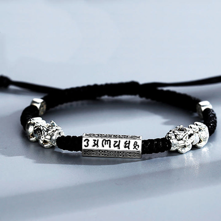Pulsera de cuerda Om Mani Padme Hum con moneda de cobre Feng Shui doble de piedras de Buddha Stones - image 10