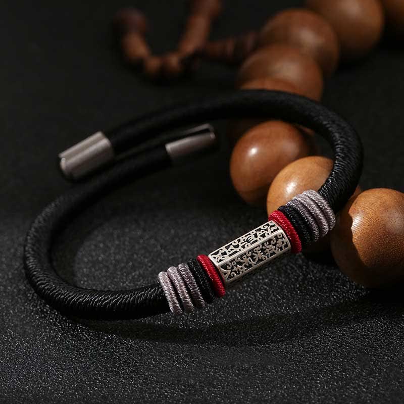 Pulsera de hilo rojo de la paz de Om Mani Padme Hum de plata de ley 925 con Buddha Stones