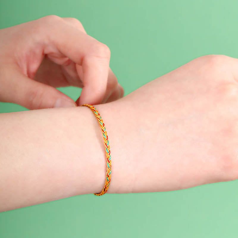 Pulsera de hilo trenzado con diseño de escamas de dragón multicolor hecha a mano con Buddha Stones