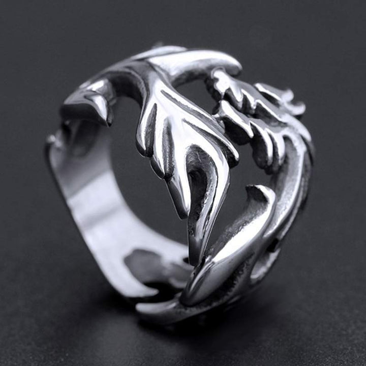 Anillo ajustable de fuerza de protección con patrón de dragón de Buddha Stones