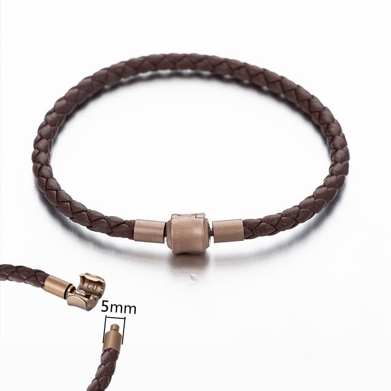 Pulsera de cuerda trenzada de la suerte con cuerda de cuero vintage de Buddha Stones