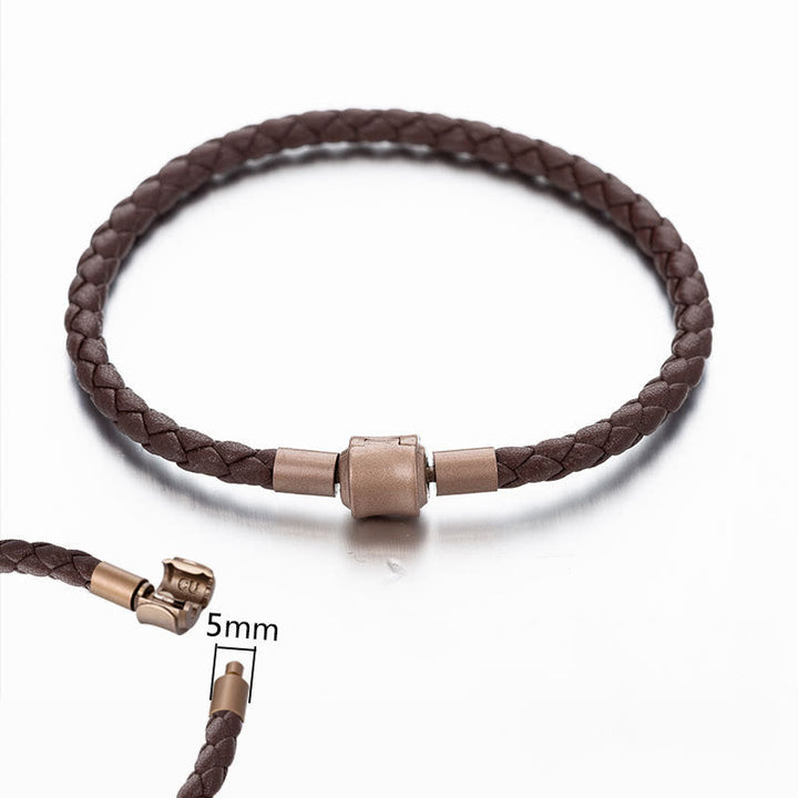 Pulsera de cuerda trenzada de la suerte con cuerda de cuero vintage de Buddha Stones