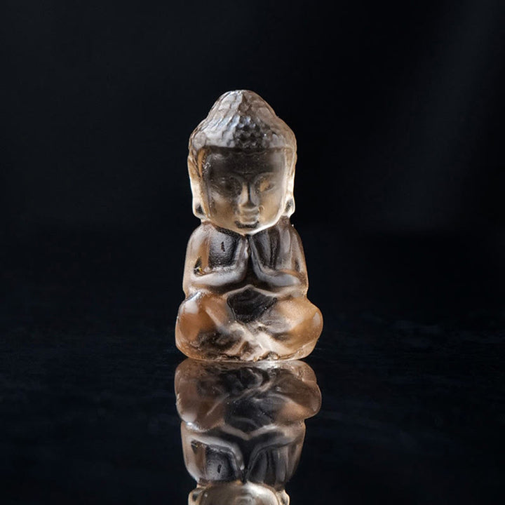 Buddha Stones Varios Cristal Amatista Cristal Rosa Cristal Blanco Citrino Buda Tallado Collar de Curación Espiritual Colgante Decoración