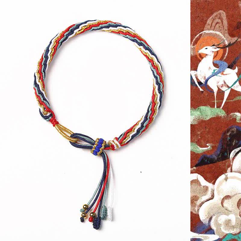Pulsera trenzada de protección de cuerda de suerte con nudo de reencarnación
