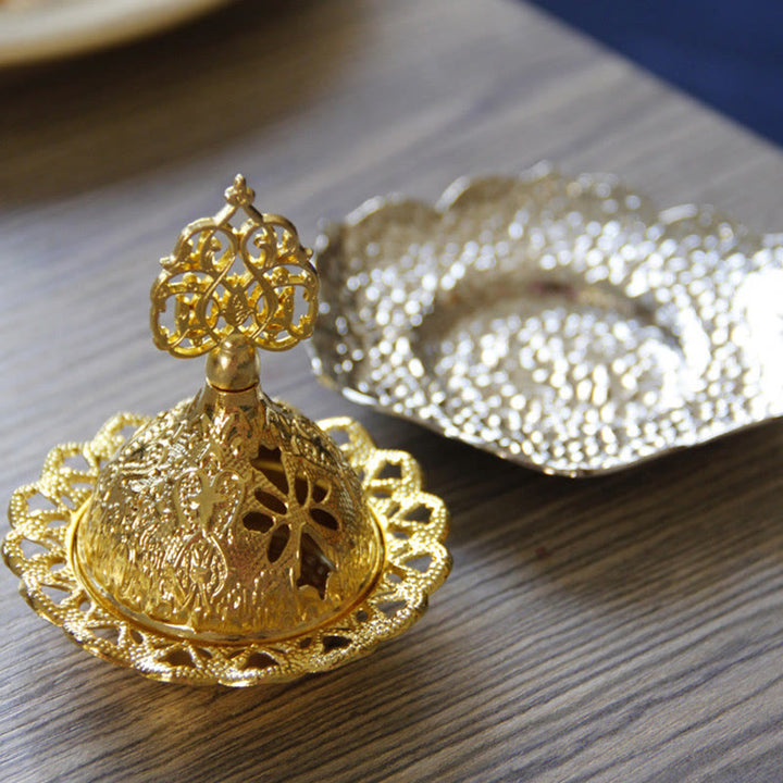 Posavasos con forma de hoja de oro, miniquemador de incienso espiritual de aleación de Metal
