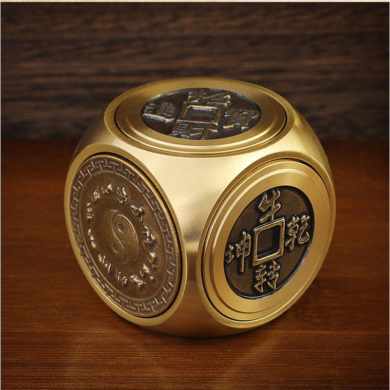 Buddha Stones cuatro bestias Feng Shui Yin Yang Bagua moneda de cobre armonía decoración giratoria