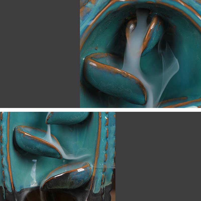 Quemador de incienso de fuente de humo de reflujo curativo de cerámica de Cactus - image 4