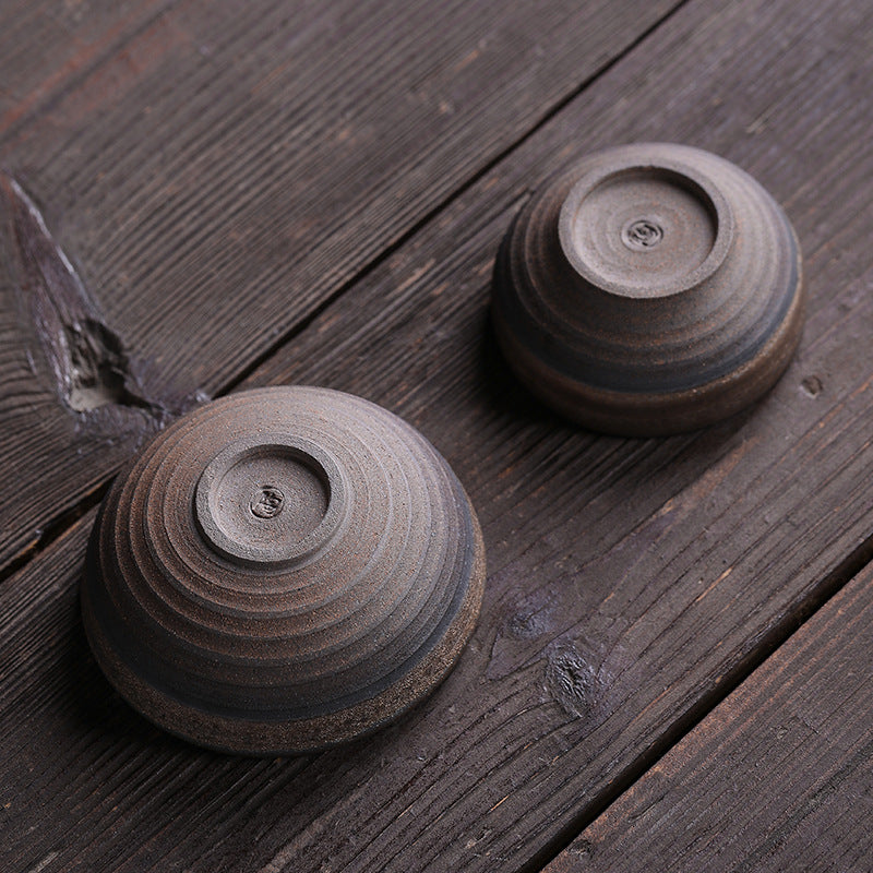 Taza de té de cerámica con textura de rayas marrones simples , Buddha Stones, tazón de taza de té de Kung Fu