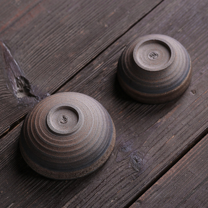 Taza de té de cerámica con textura de rayas marrones simples , Buddha Stones, tazón de taza de té de Kung Fu
