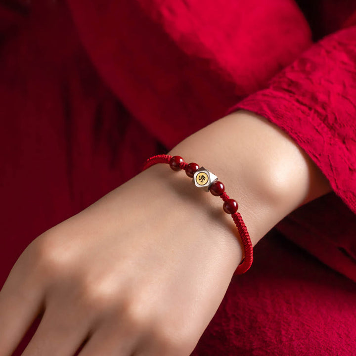 Pulsera de plata de ley 925 con Buddha Stones , zodíaco chino, Buda natal, cinabrio, calma