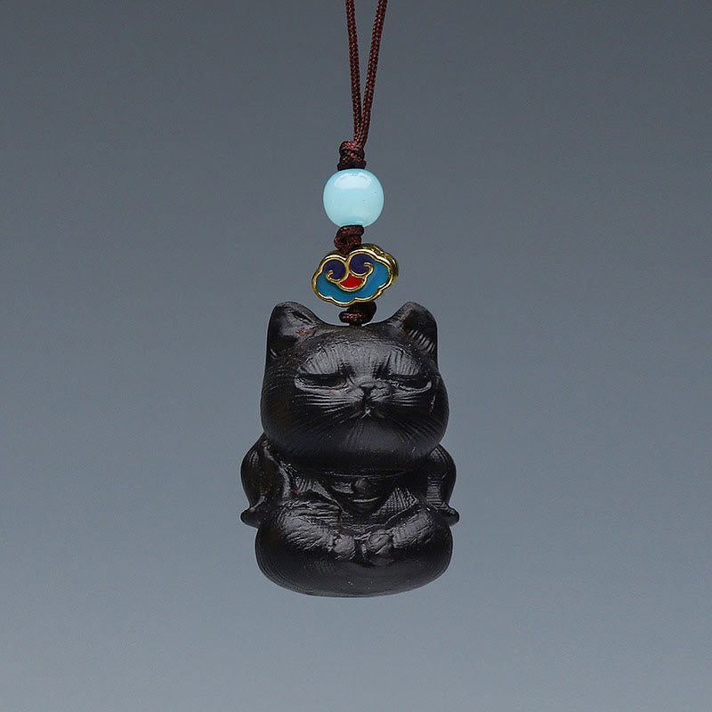 Buddha Stones Thuja Sutchuenensis Sándalo Verde Boj Mini Animal Lindo Conejo Gato Ciervo Ballena Prosperidad Teléfono Decoraciones Colgantes - Gato de sándalo rojo 3,3 x 2 cm - image 14