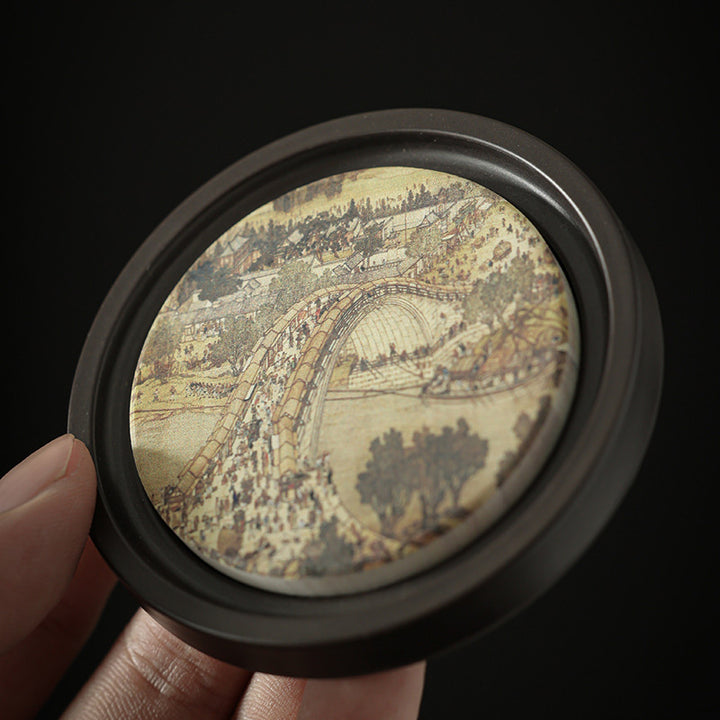 Buddha Stones, flor de ciruelo, corazón de melocotón, Sutra, níspero, Magnolia, caqui, tapete para Taza de cerámica, posavasos, tapete para té Kung Fu