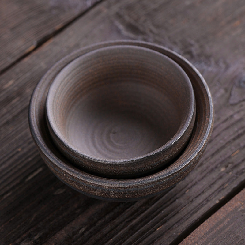 Taza de té de cerámica con textura de rayas marrones simples , Buddha Stones, tazón de taza de té de Kung Fu