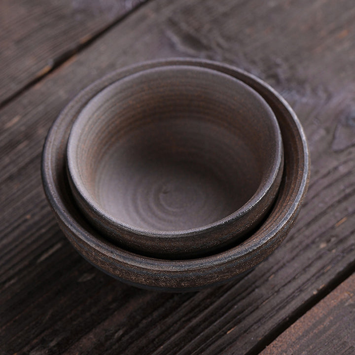 Taza de té de cerámica con textura de rayas marrones simples , Buddha Stones, tazón de taza de té de Kung Fu