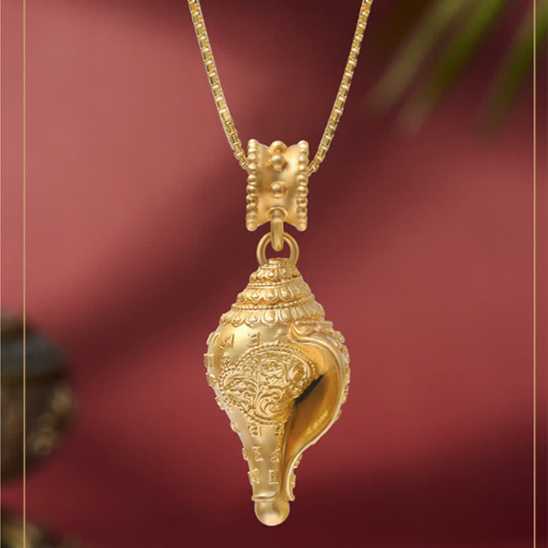 Colgante de plata de ley 999 con concha de caracola Shankha y concha de mar