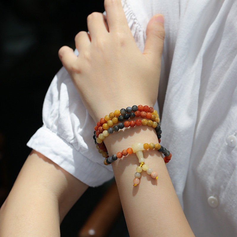 Pulsera de protección Mala de ágata roja natural de 108 cuentas