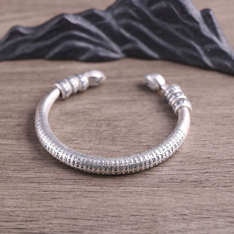 Pulsera de plata de ley 999 con Buddha Stones con forma de corazón Sutra Om Mani Padme Hum grabado paz pureza