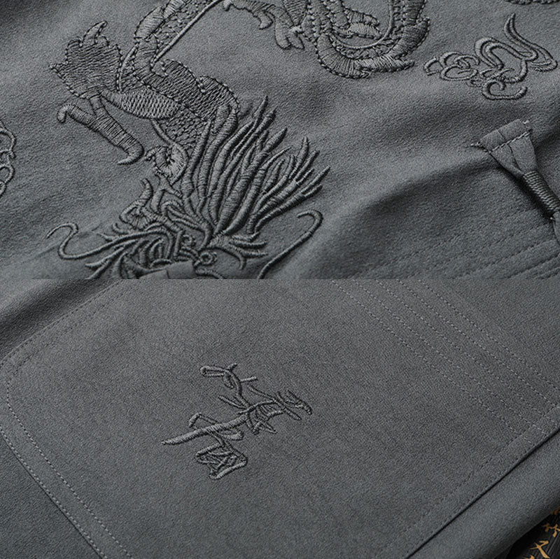Traje Tang de Buddha Stones Hanfu dragón chino uniforme de kungfú tradicional camisetas y pantalones de manga corta conjunto de ropa para hombre - image 10